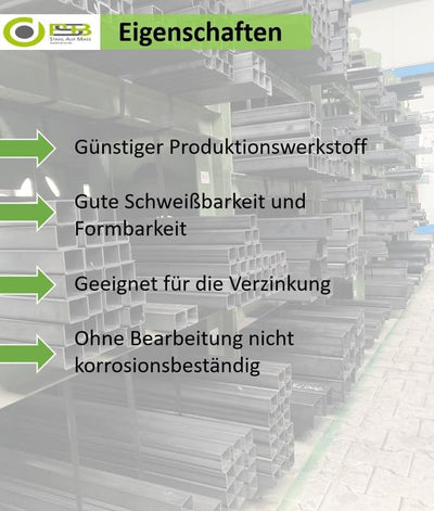RP-Profil - Anschlagprofil- Anschlagrohr - Rohre für Verglasungen - S235 JRG 2 - #1114 (2000mm) Stah