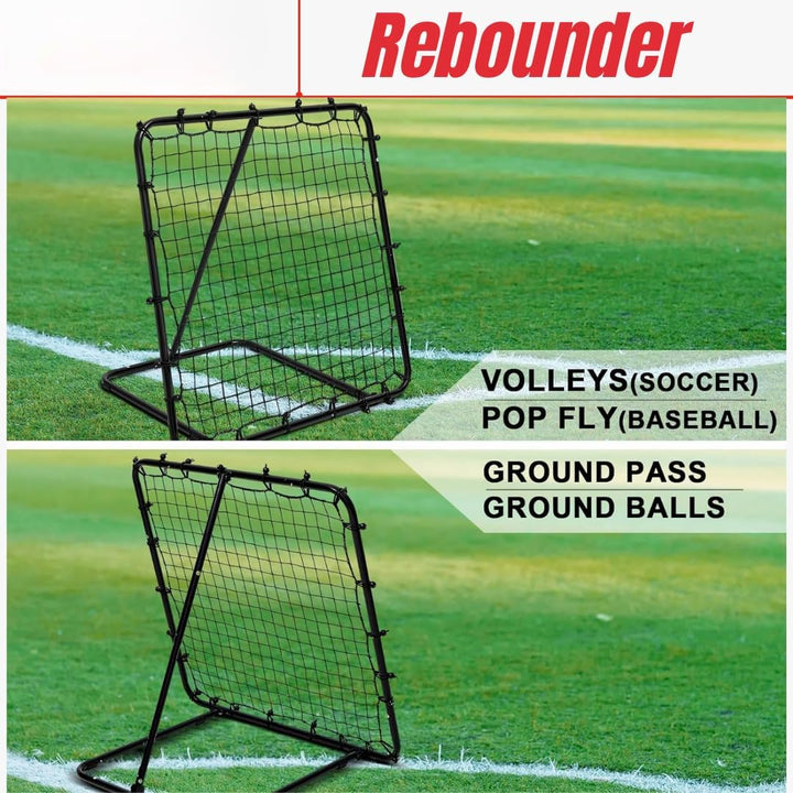 Dr. Sport Rebounder für Fussball - 100x100 cm - Verstellbar und Faltbar - Rebounder für Volleybal, H
