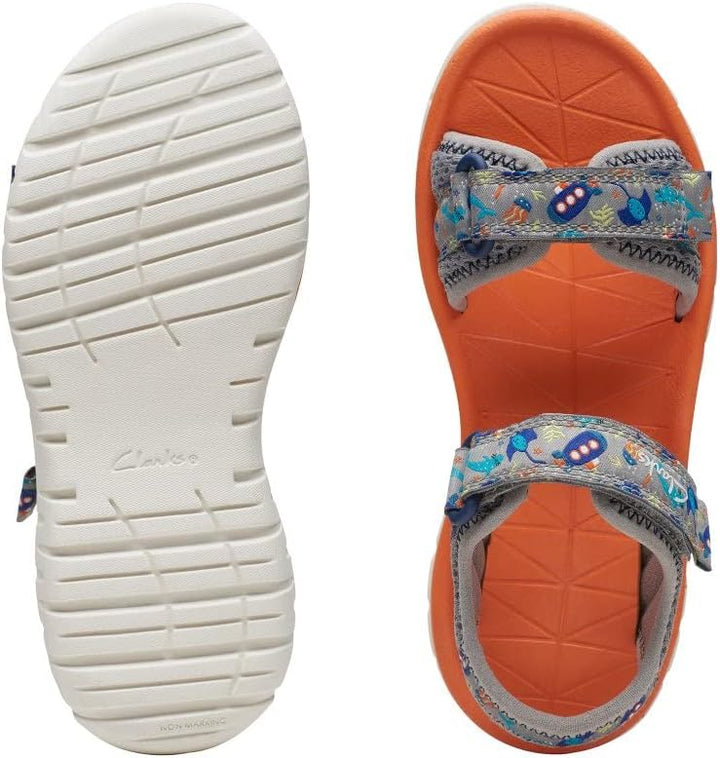 Clarks Mädchen Surfing Tide K Sandal 29.5 EU Grau, 29.5 EU Grau