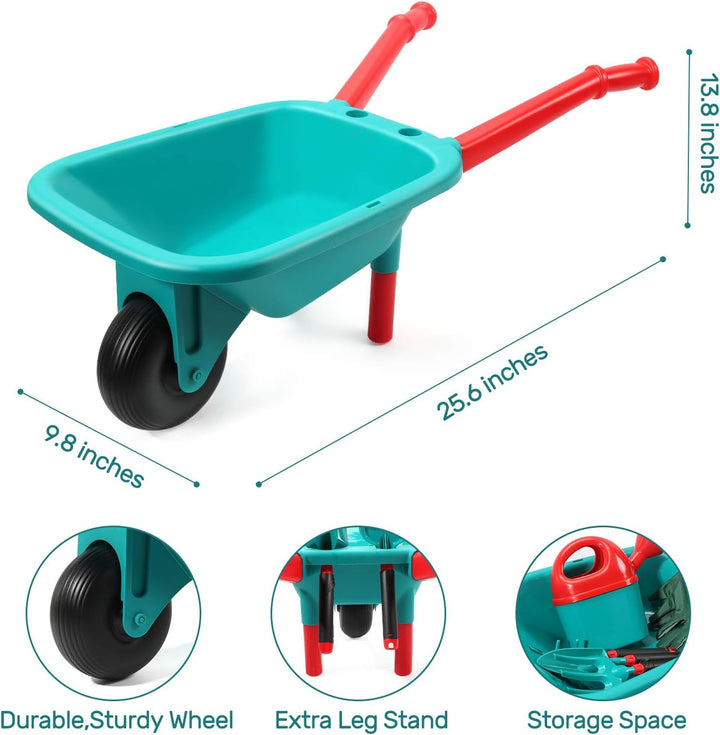 CUTE STONE Schubkarre für Kinder, Gartenwerkzeug-Set für Kinder, Gartenspielzeug mit Schubkarre, Han
