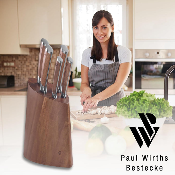 Paul Wirths 5-TLG. Messer-Block Set Acacia, Edelstahl, Silber/braun, 30 x 13.5 x 37.5 cm, 5-Einheite