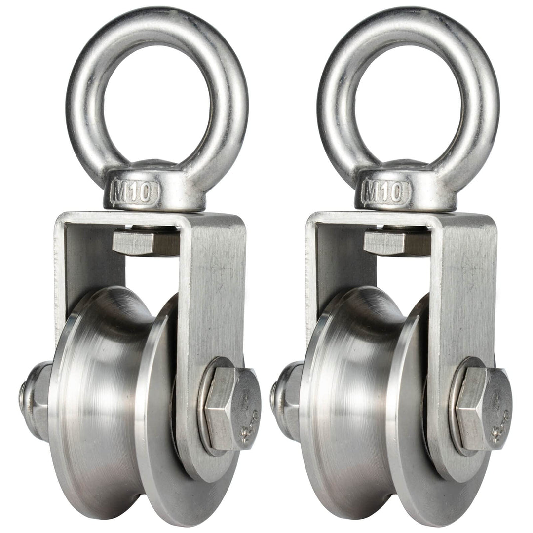 2 Stück Umlenkrolle Edelstahl für Stahlseil, Seilrolle mit 2 Kugellager, Tragkraft 500kg 48mm_2 Stüc