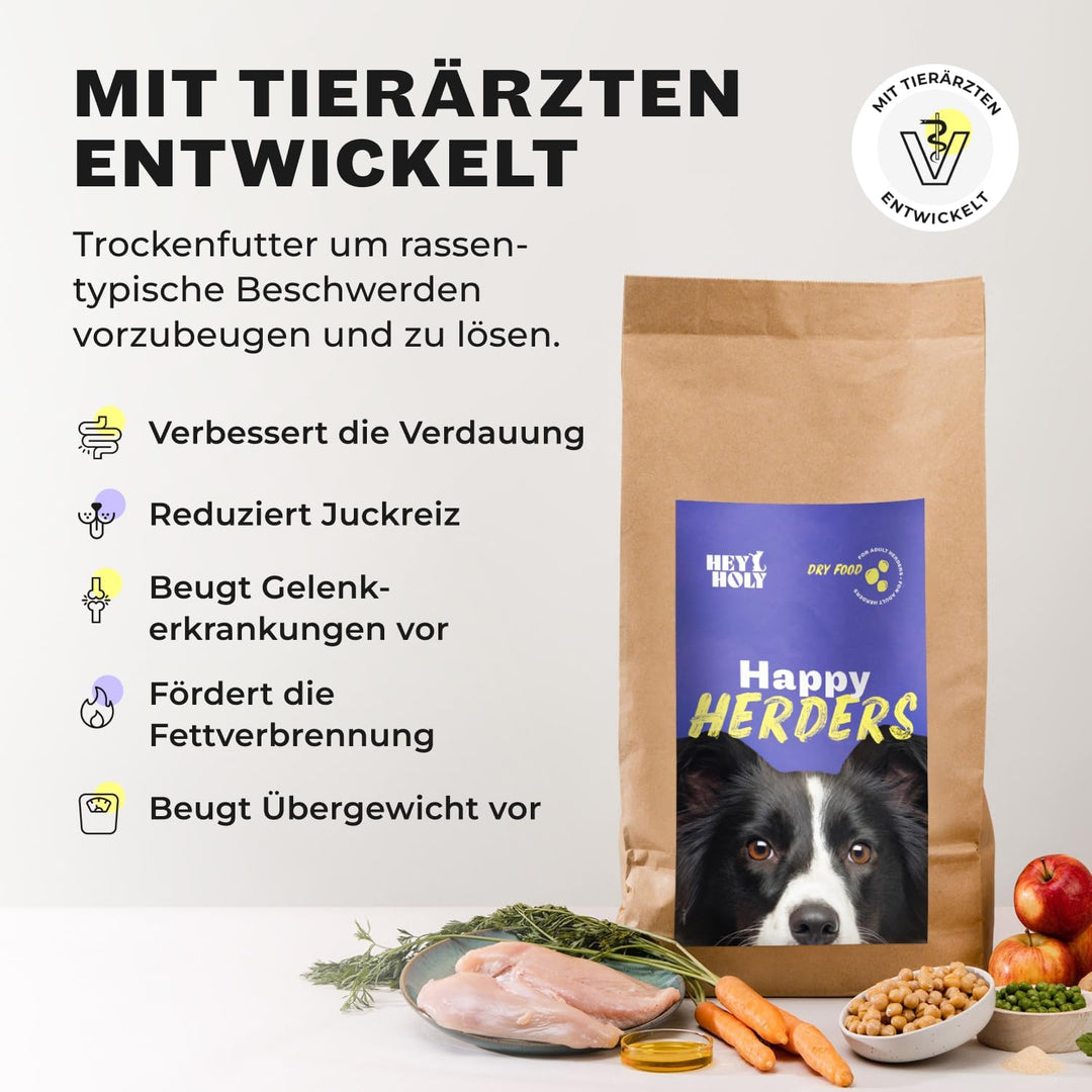 HEY HOLY – Happy Herders Trockenfutter – Premium Trockenfutter für ausgewachsene Hunde mit 40% Huhn