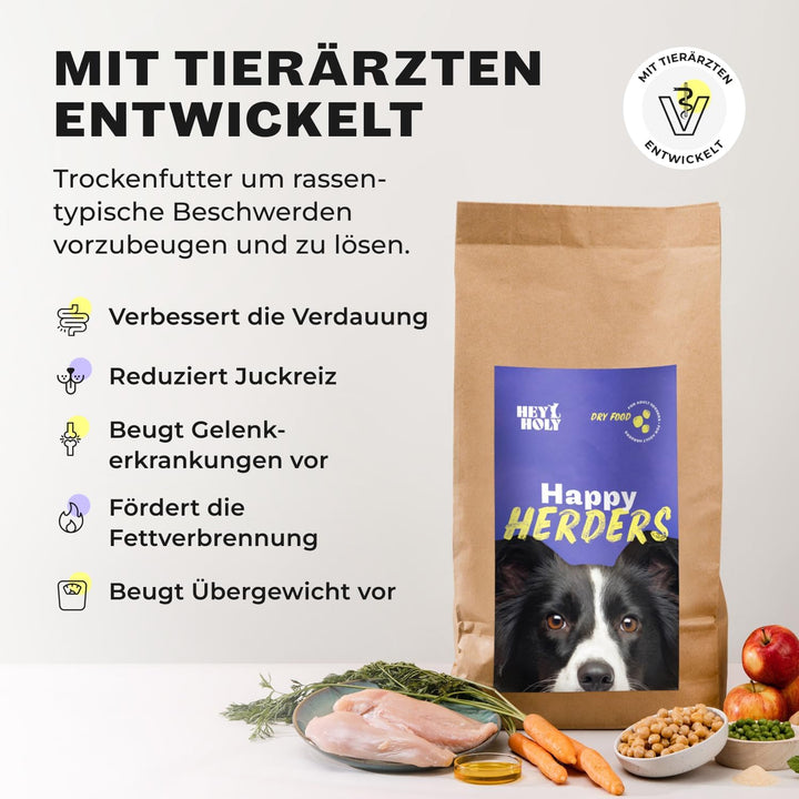 HEY HOLY – Happy Herders Trockenfutter – Premium Trockenfutter für ausgewachsene Hunde mit 40% Huhn