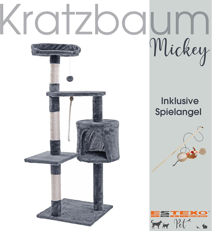 ESTEXO Katzenkratzbaum Kratzbaum Katzenbaum 112 cm Spielbaum XL Kletterbaum für Katzen Kratzmöbel Sp