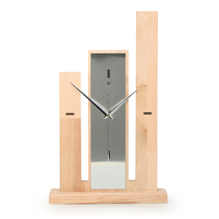 Kreative Feder Designer-STANDUHR „Stairs“ aus Massivholz – analoge TISCHUHR ohne Tickgeräusche (leis