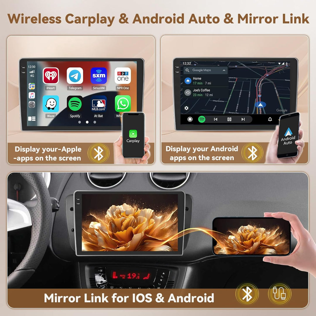 Hikity Android 15 4+64G Autoradio für Seat Ibiza 6J 2009-2014 mit 9 Zoll Incell Touchscreen, Autorad