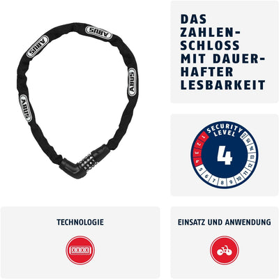 ABUS Kettenschloss Steel-O-Chain 5805C – Zahlenschloss aus 5 mm starken Stahlkette – ABUS-Sicherheit