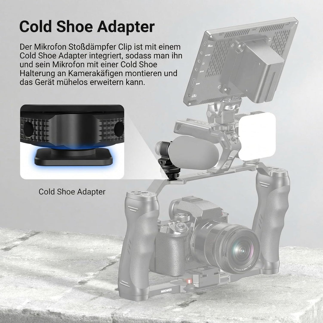 NEEWER Mikrofon Halterung mit Cold Shoe Adapter, geräuschdämpfende und stossdämpfende Microphone Mou
