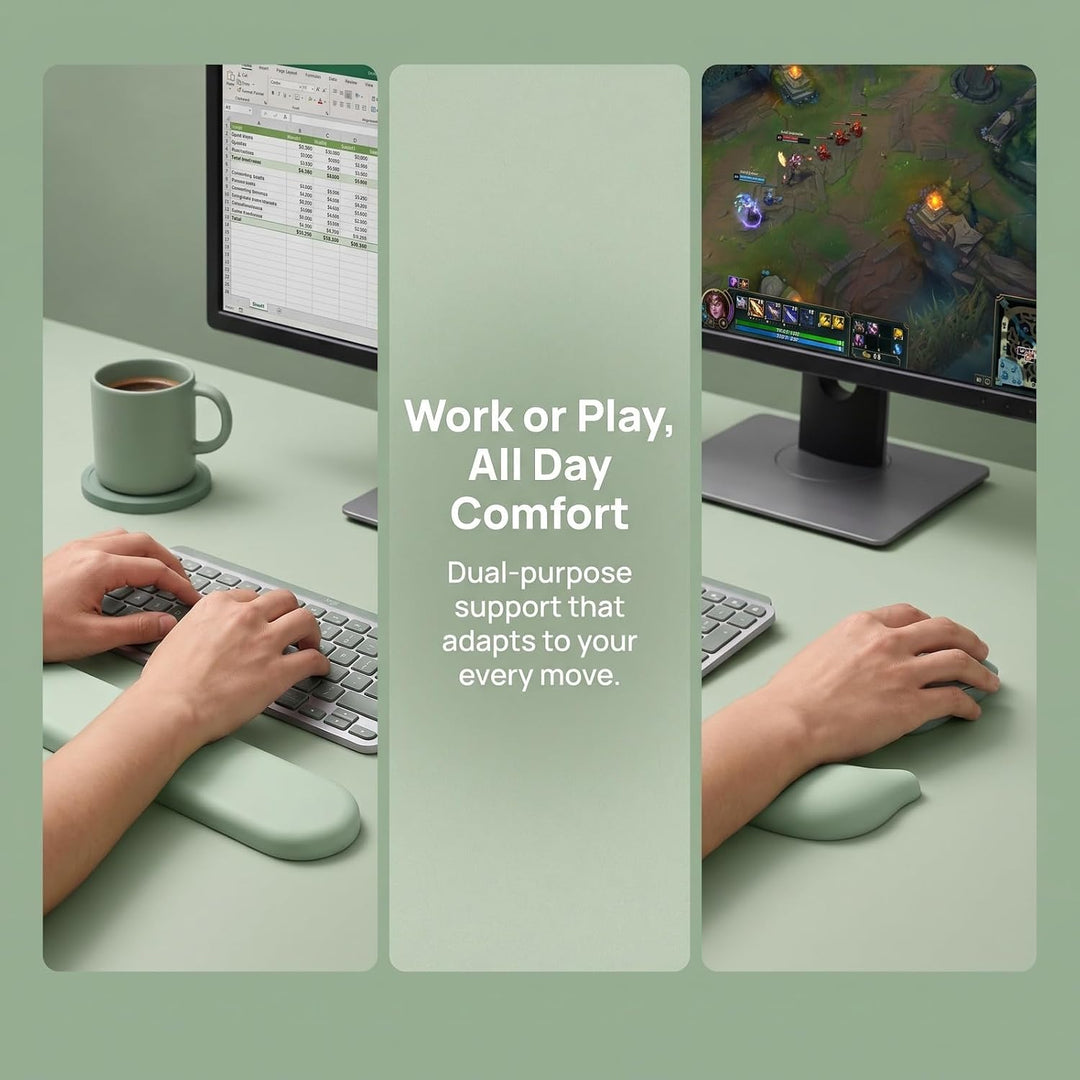 Ergonomisches Handballenauflage Tastatur und Mauspad Set, 3-in-1 Gel Handgelenkauflage mit Untersetz