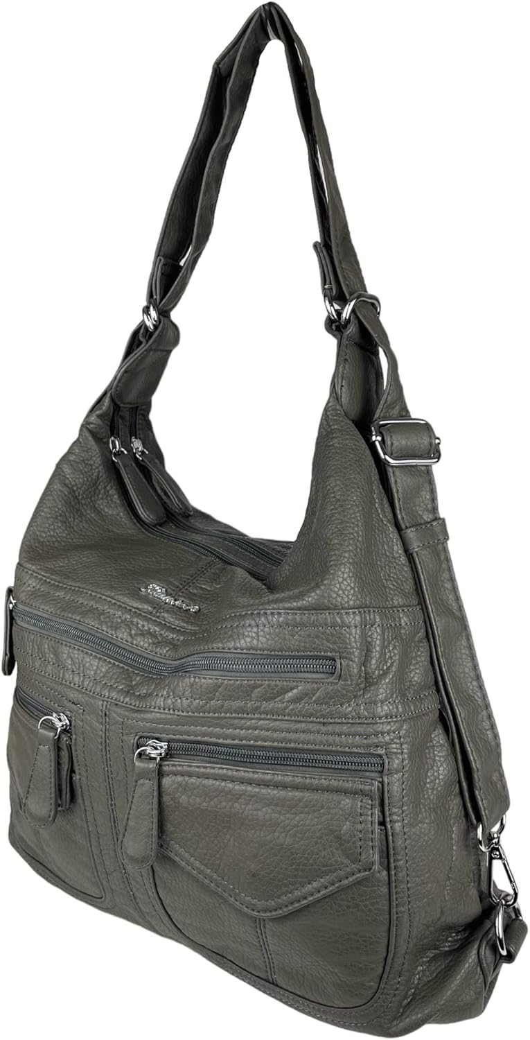 kennydoo Rucksacktasche I 2in1 Damen Rucksack und Handtasche in Einem I Schultertasche einfarbig uni