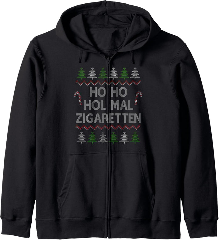 Ho Ho Hol Mal Zigaretten Raucher Ugly Christmas Weihnachts Kapuzenjacke