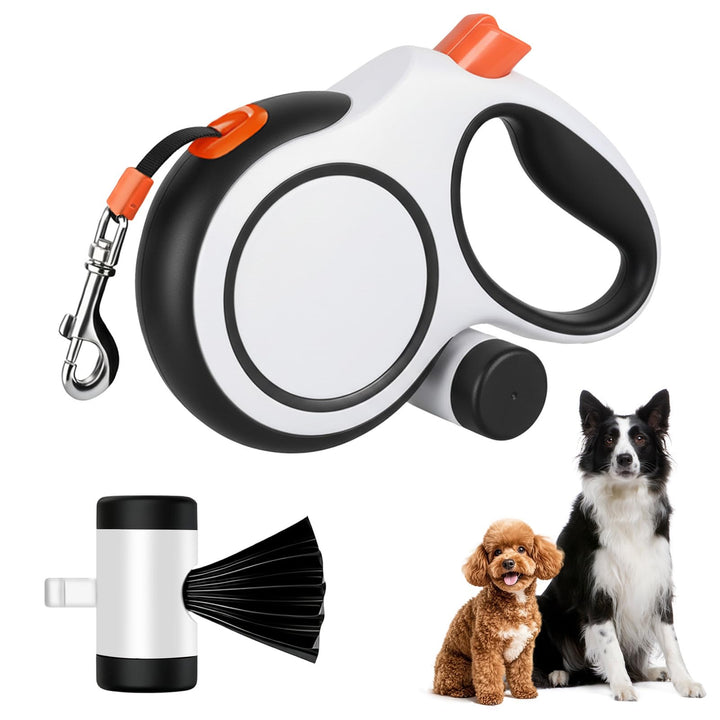 Hundeleine 8m, Robuste Rollleine für Hunde bis 50kg/110lbs, Flexileine mit Bequemen Griff & Kotbeute