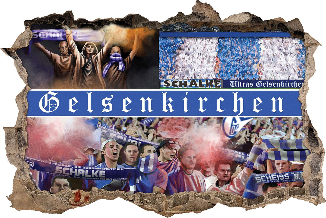 Ultras Gelsenkirchen, 3D Wandsticker Format: 92x62cm, Wanddekoration, 92x62