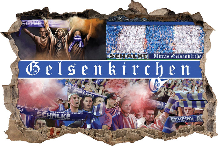 Ultras Gelsenkirchen, 3D Wandsticker Format: 62x42cm, Wanddekoration, 62x42
