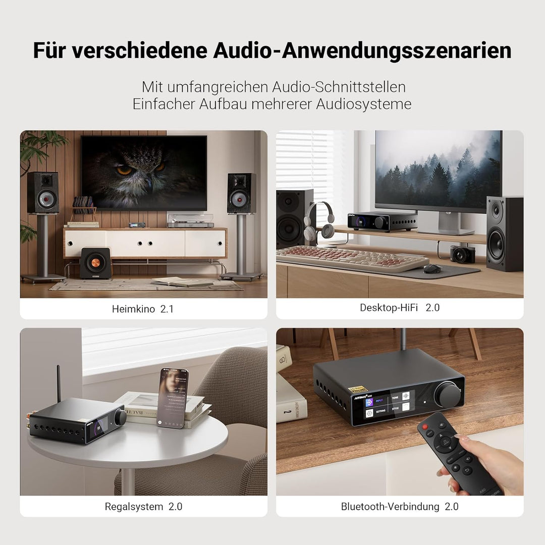 AIYIMA A80 Leistungsverstärker DAC mit PFFB TPA3255D2 Stereo HiFi 2.0 Kanal Klasse D Bluetooth Verst