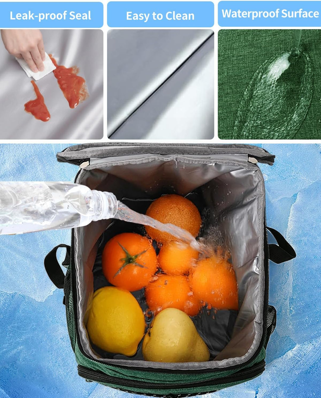 23L Kühlrucksack, Gross Kühltasche Isoliertasche, Tragbare Wasserdichter Picknickrucksack Damen Herr