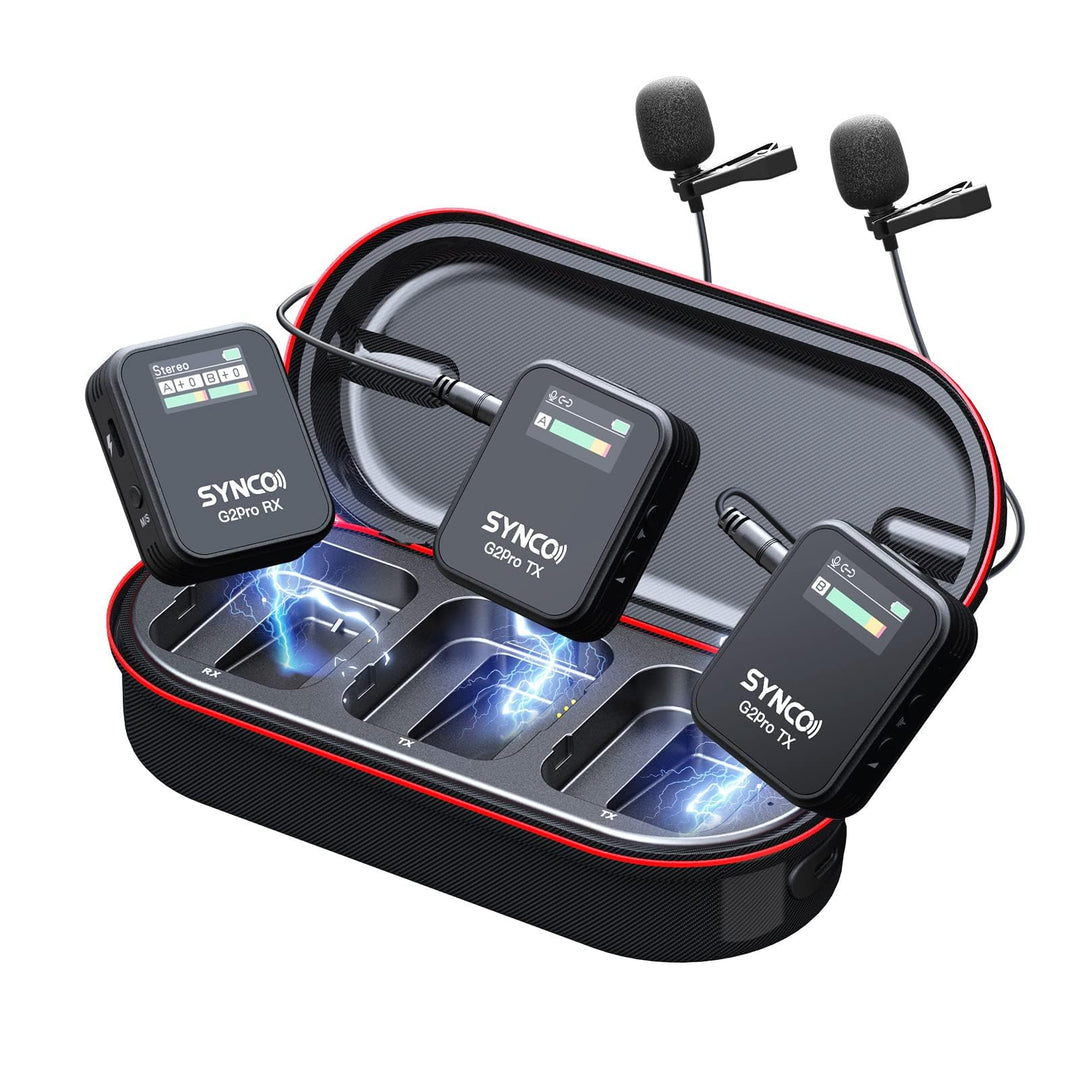 SYNCO Wireless Lavalier Mikrofon, G2(A2) Pro 2.4G Dual Ansteckmikrofon 200m 8H für Online Klasse Vlo