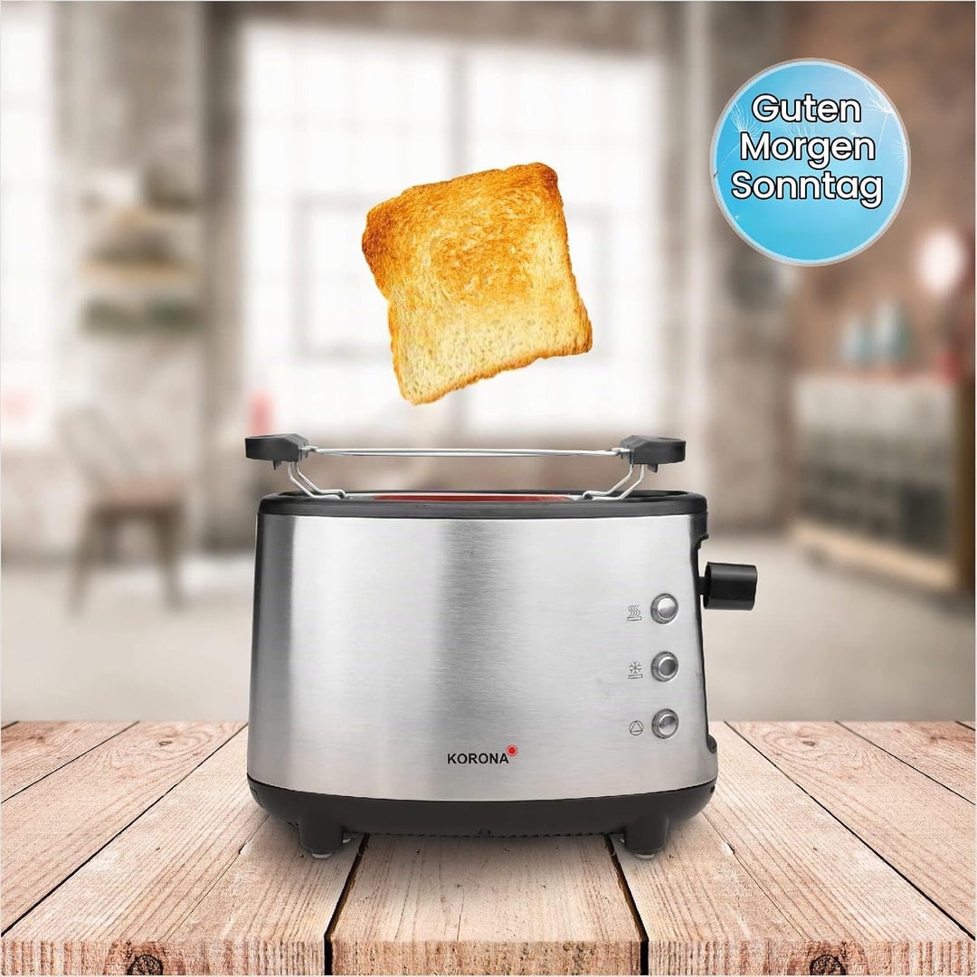 Korona 21304 Single-Toaster Ein-Scheiben-Toaster Hochwertiges Edelstahlgehäuse Brötchenaufsatz Krüme