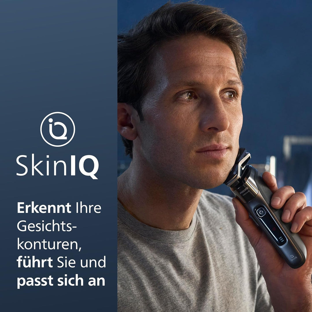 Philips Shaver S7000 – Elektrischer Nass- und Trockenrasierer mit SkinIQ-Technologie in Dark Chrome,