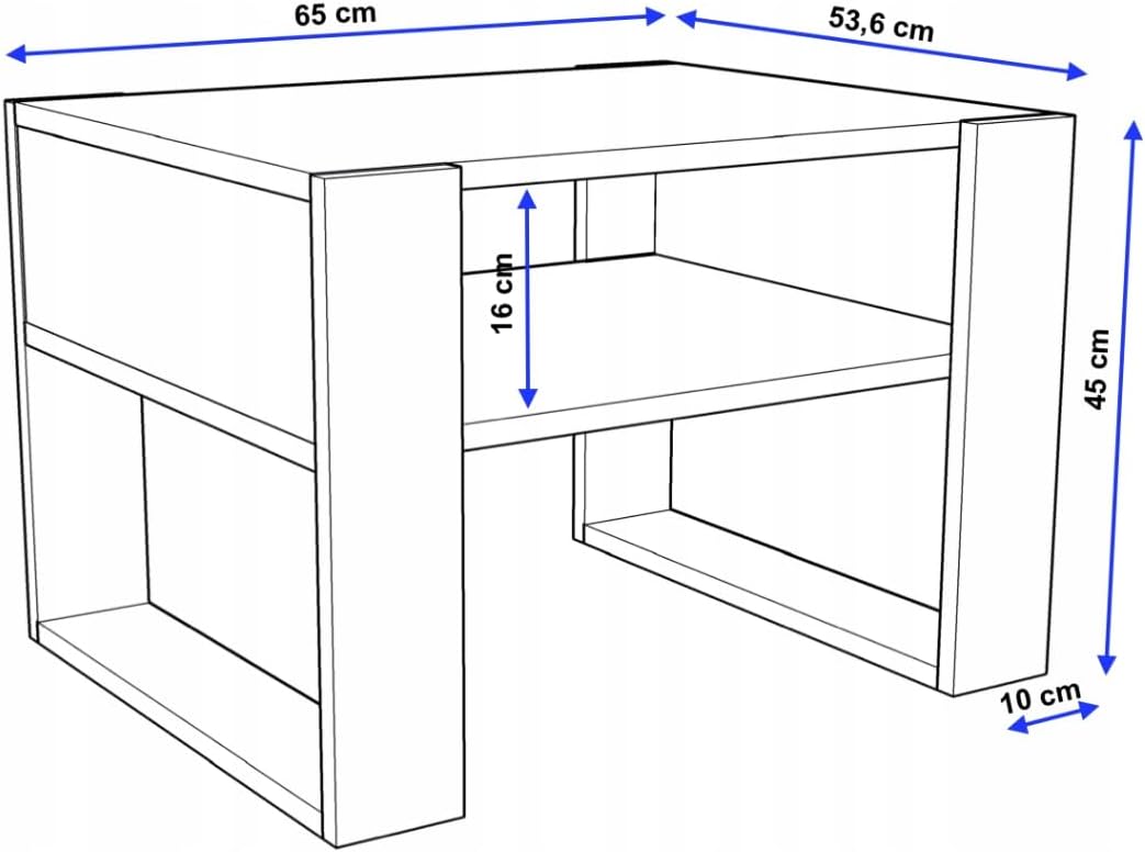 Couchtisch 65×53.6 cm – Wohnzimmertisch aus Holzwerkstoff, Stabiler & moderner Kaffeetisch mit zusät