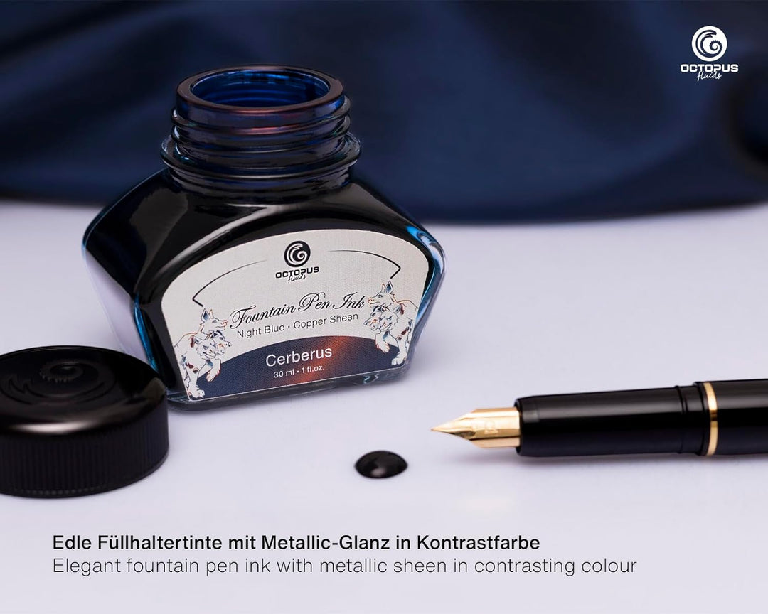 Octopus Fluids Füllhaltertinte Sheen mit Konverter, Cerberus, Blau, 30 ml Cerberus 30 ml, Cerberus 3