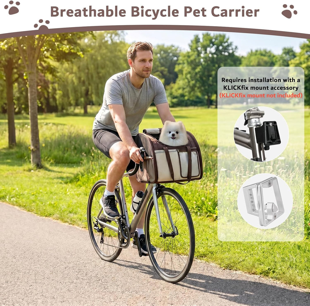 Hundekorb Fahrrad Vorne, Tragbarer Atmungsaktiver Hundefahrradkorb mit Sicherheitsleine Weichem Kiss