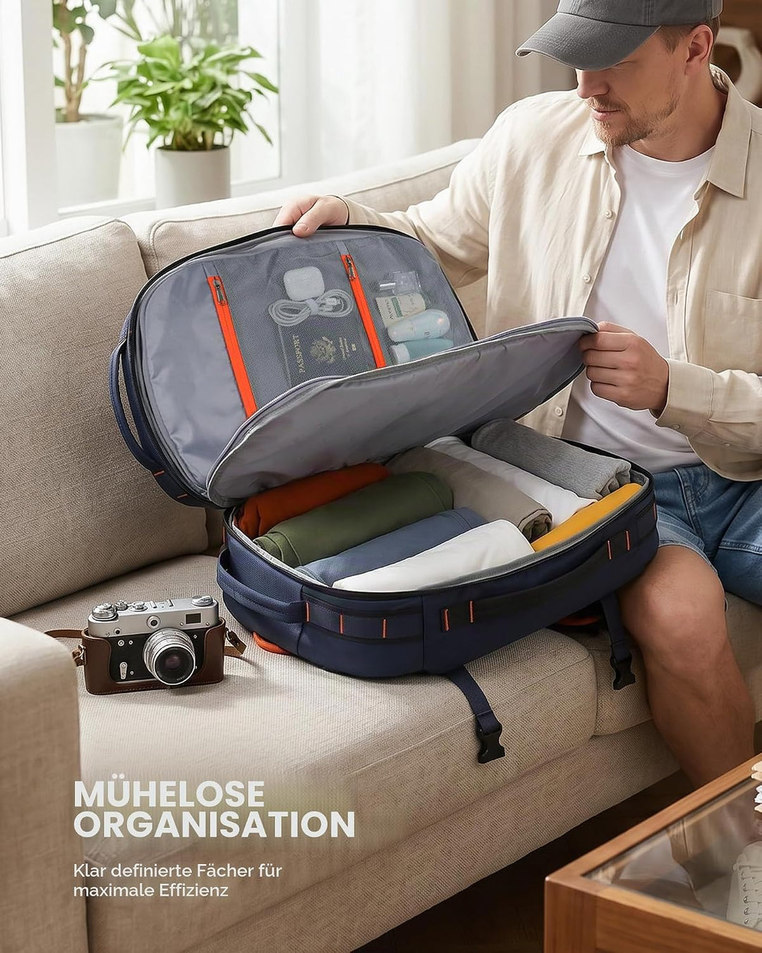 Tolaccea Reiserucksack, Handgepäck Rucksack Flugzeug, TSA-Freundlicher Laptop Rucksack 15,6 Zoll, Er