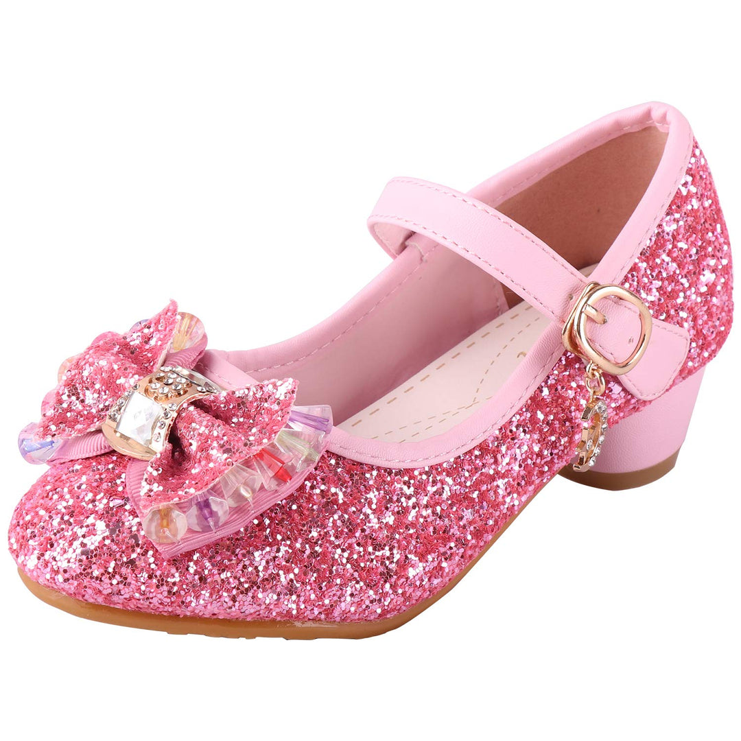 LiUiMiY Prinzessin Schuhe Mädchen Glitzer ELSA Stöckelschuhe mit Absatz Ballerina für Party Karneval
