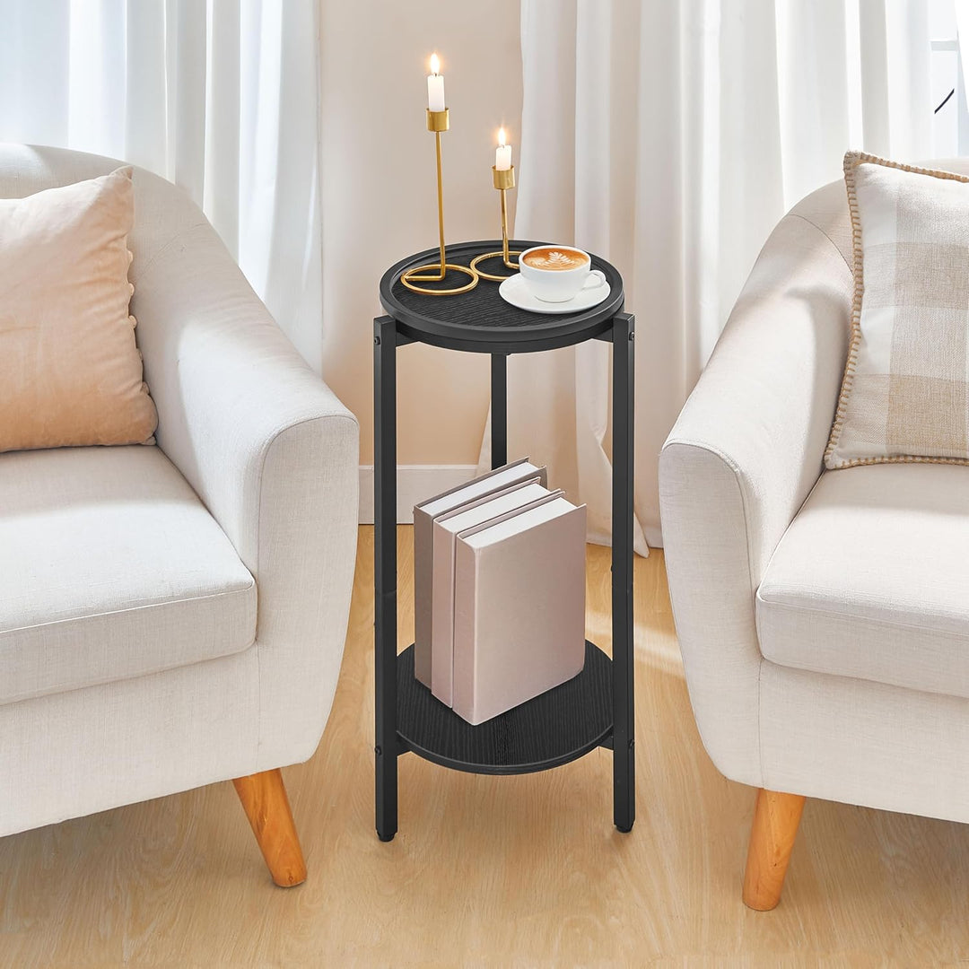 HOOBRO Beistelltisch, Kleiner Tisch, 2-stufiger runder Couchtisch, Sofatisch, Getränketisch, für kle