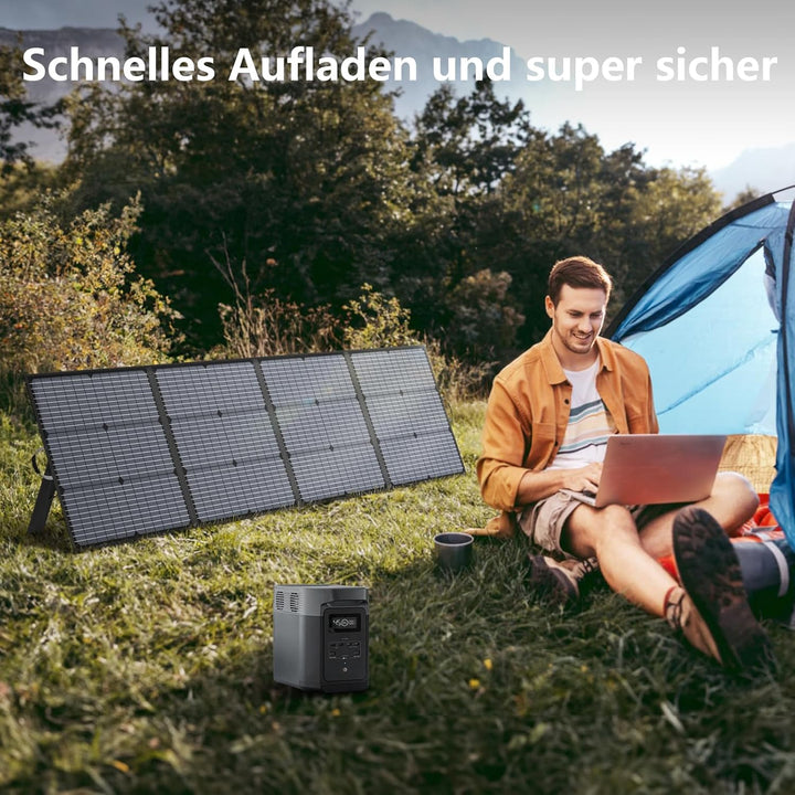 220W Tragbares Solarpanel, IP67 Wasserdichtes 40V Monokristallines Faltbares Solarpanel Power Backup