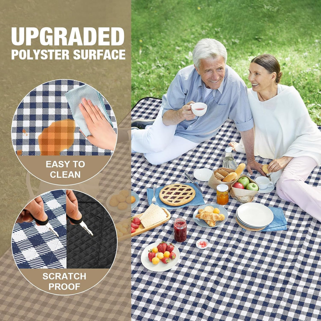 Picknickdecke, extra gross, 203,2 x 203,2 cm, tragbare, wasserdichte Picknickdecke, maschinenwaschba