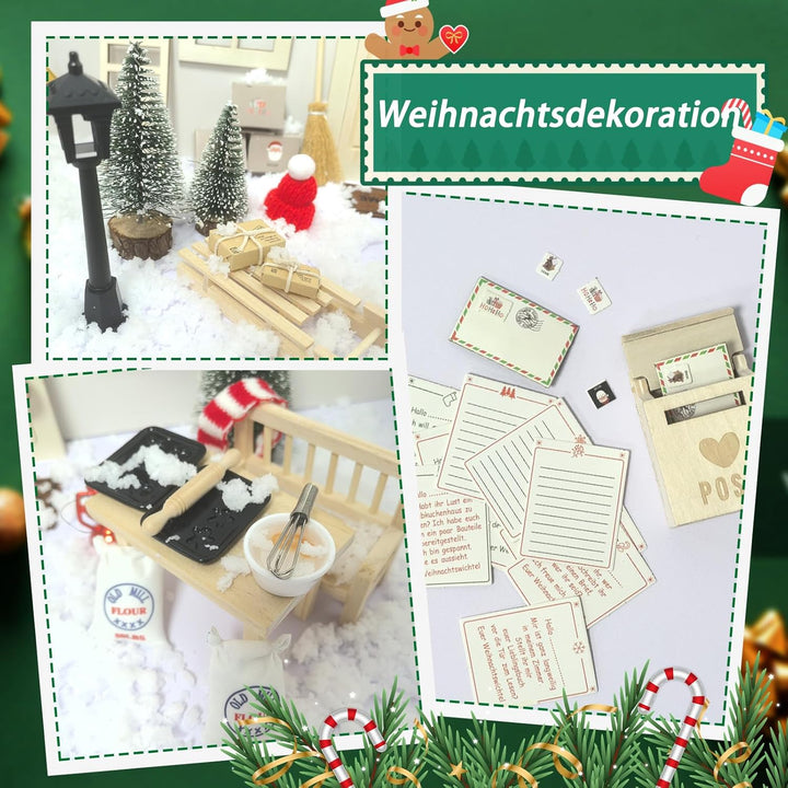 Wichteltür Set, 48 Stück Wichteltür Zubehör Weihnachten Komplettset, Wichtel Zubehör Baustelle Set i