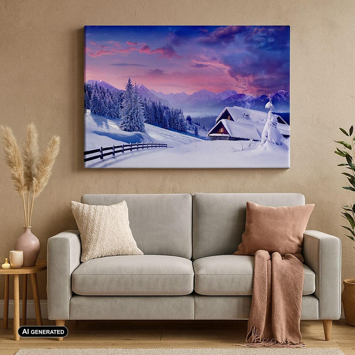 Bilder auf Leinwand Winter Landschaft Frost Schnee Leinwandbild 70x50cm Wandbilder Dekoration Wohnzi