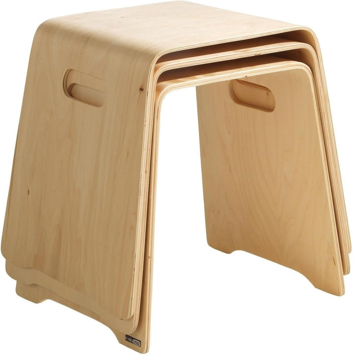 Home4You Sitzhocker - Stapelbar - Belastbar bis 80 kg - 47 x 45 x 42 cm - Braun - Birkenholz - Stape