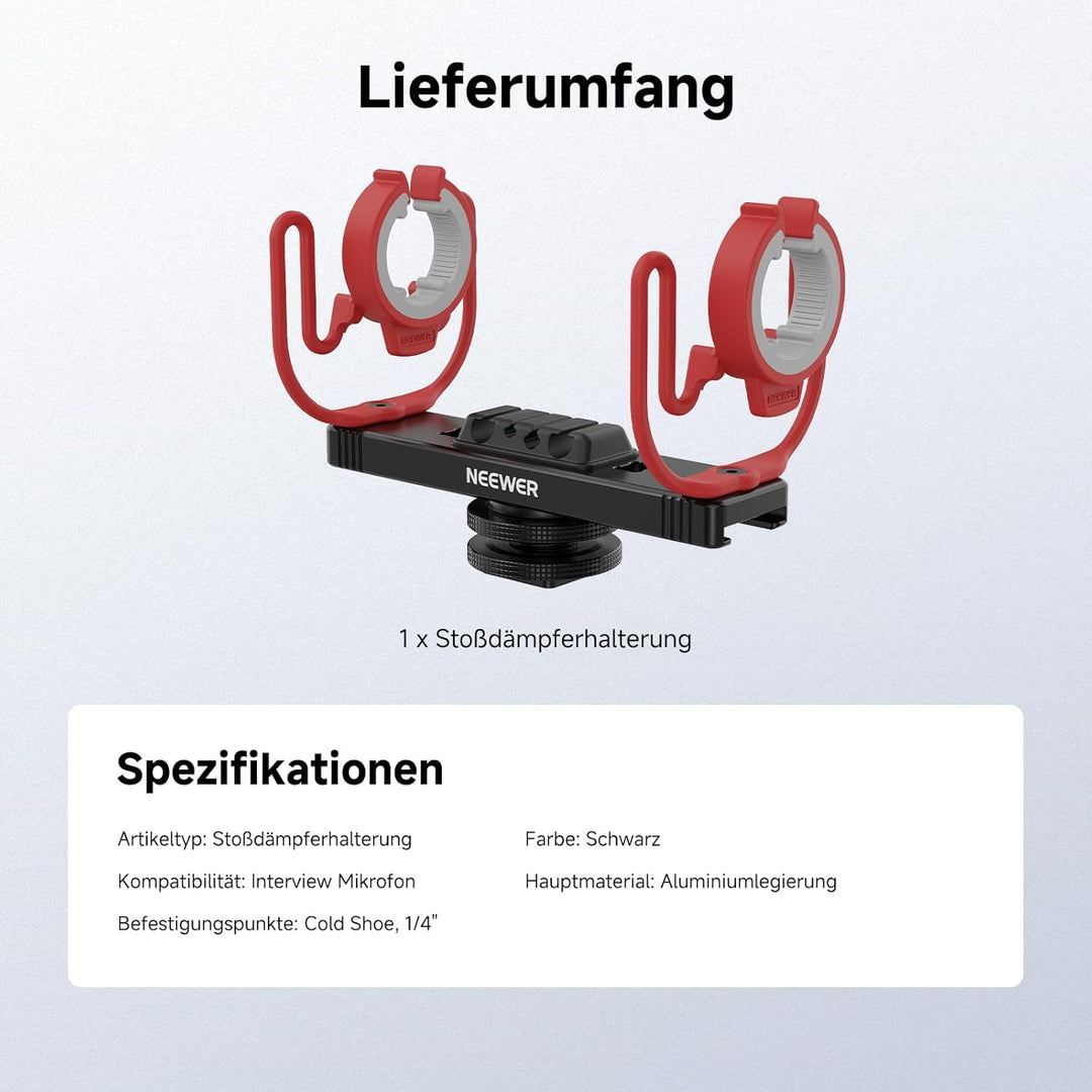 NEEWER Mikrofon Shock Mount, verstellbare Cold Shoe Microphone Halterung für Kamera, Boom Stange, St