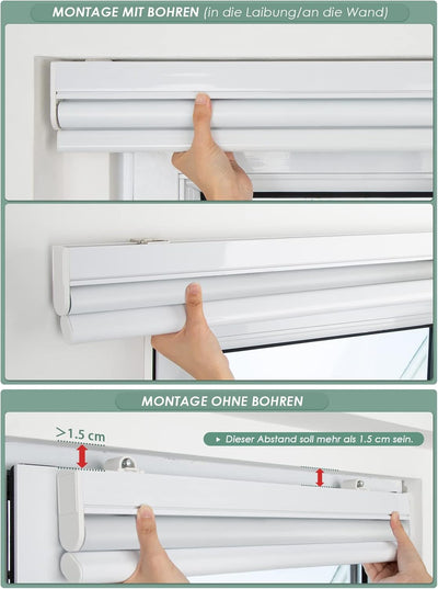 HOMEDEMO M100 Elektrische Rollos Verdunkelungsrollo mit Motor & Fernbedienung Weiss 120x190cm Verdun