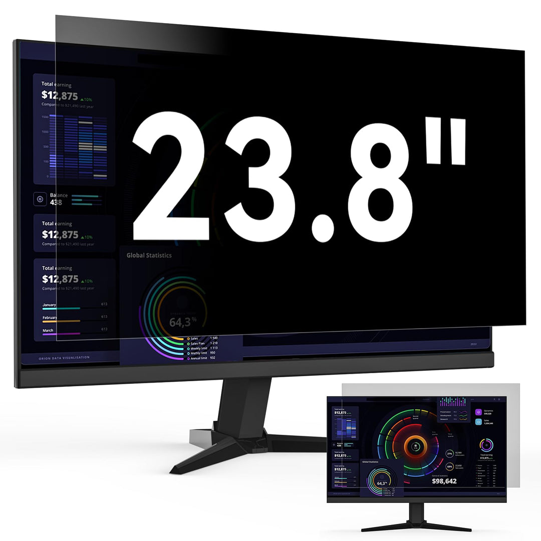 Computer Monitor Sichtschutz 23.8 Zoll Seitenverhältnis 16:9, Anti Blaulicht Blendschutz Displayschu