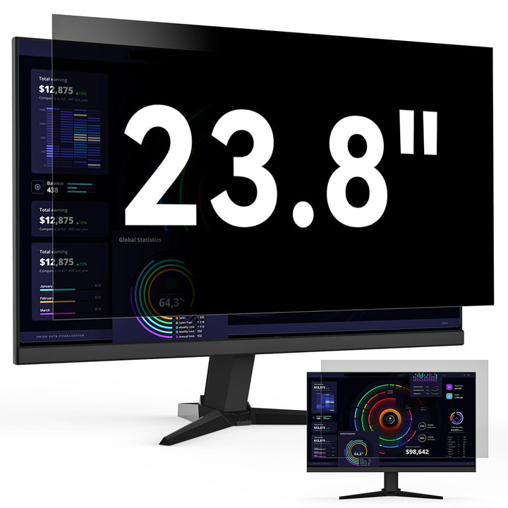 Computer Monitor Sichtschutz 23.8 Zoll Seitenverhältnis 16:9, Anti Blaulicht Blendschutz Displayschu