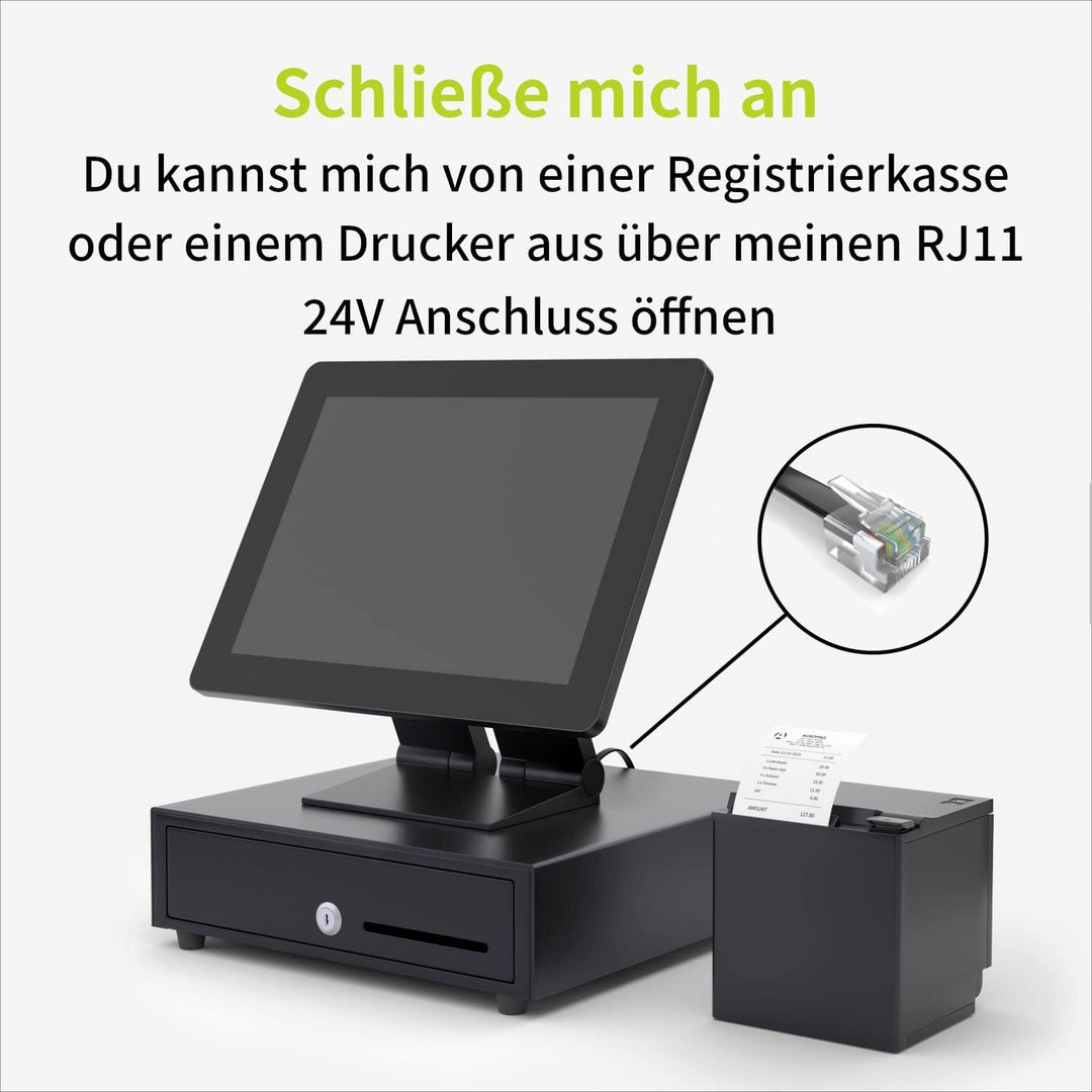 ACROPAQ Kassenschublade - Öffnung elektrisch mit RJ11 Anschluss, Kassenlade 33 x 33 cm, Unterbau gee