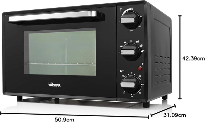 Tristar Umluft-Ofen - 1500 Watt, 28l Volumen, Timerfunktion, Doppelglastür, Regelbarer Thermostat bi