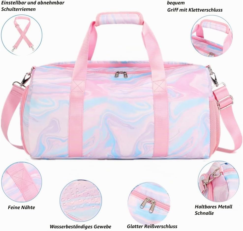 Sporttasche Mädchen Kinder Reisetasche Trainingstasch Schwimmtasche Kinder Weekend Bag Tanztasche Gy