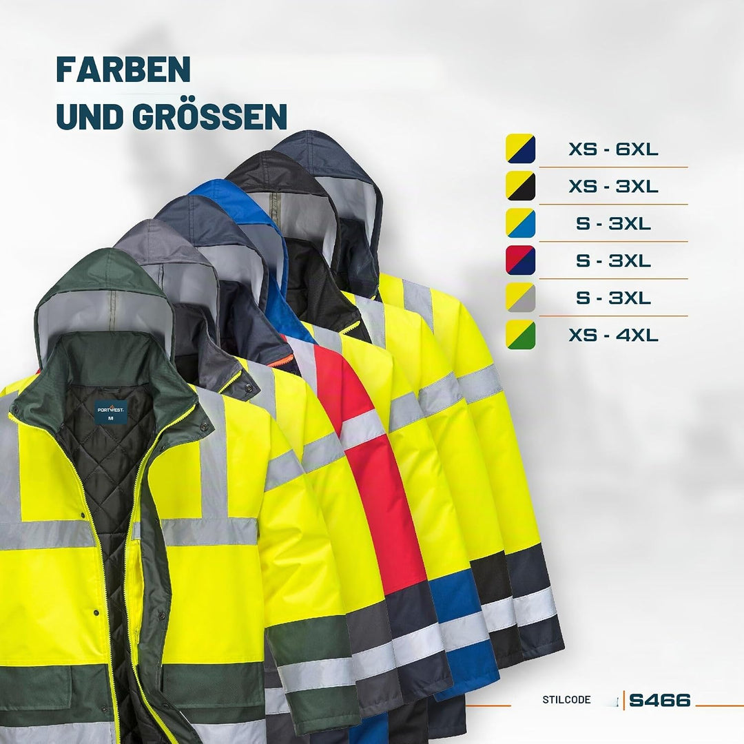 Portwest Warnschutz Kontrast Traffic-Jacke, Grösse: XL, Farbe: Gelb, S466YERXL Gelb XL, Gelb XL
