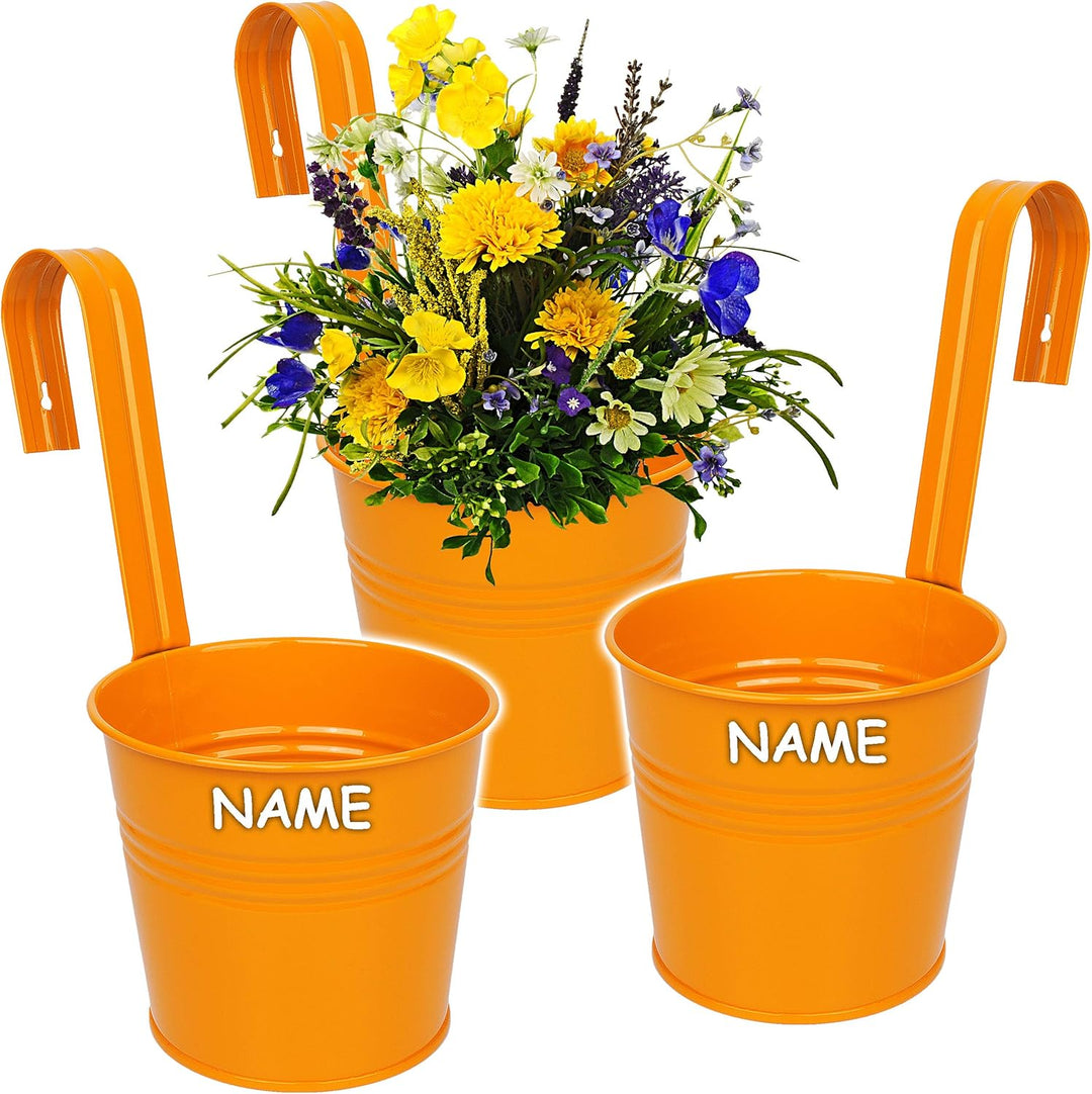 alles-meine.de GmbH 5 Stück Hänge - Blumentöpfe/Hängetöpfe/Pflanzschale - Metall - Ø 17 cm - orange