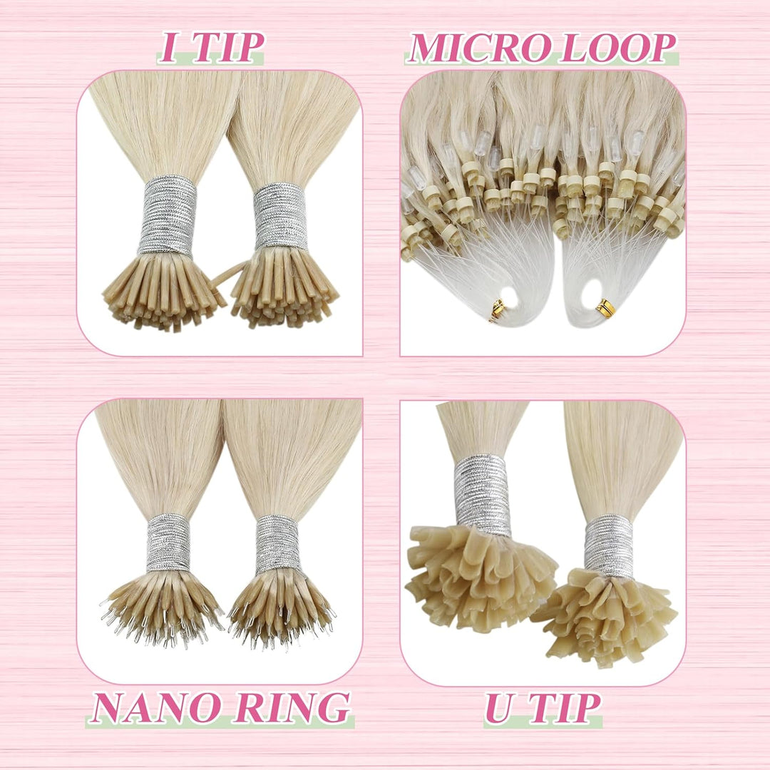 YoungSee Extensions Echthaar Bondings Blond 45cm Bonding Extensions Echthaar 1g Haarverlangerung Bon