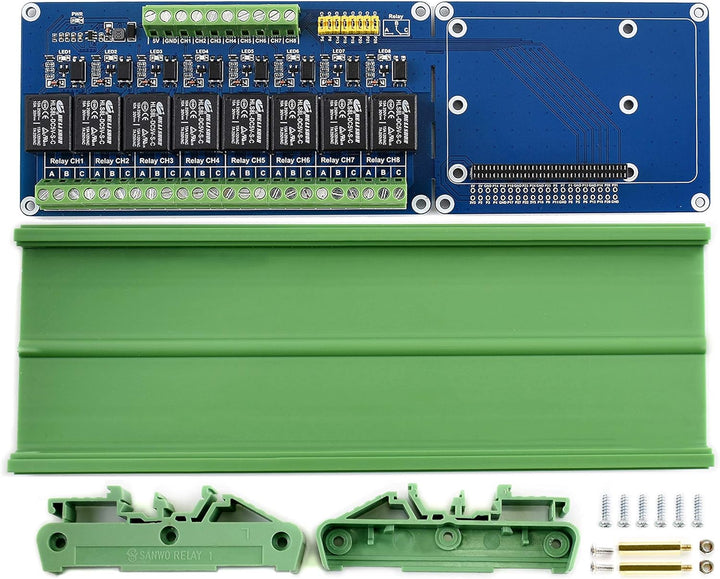 Waveshare 8-ch Relays Expansion Board Compatible with Raspberry Pi Control High Voltage Products Sta