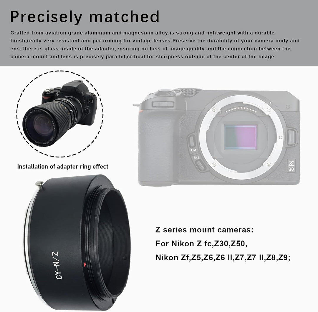 CY-Niko Z Objektivadapter Adapterring,für Contax/Yashica Objektiv Kompatibel für Nikon Z 7 und für N