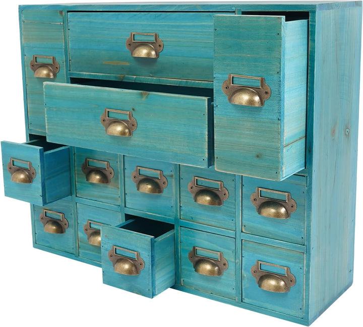 Mini Kommode mit 14 Schubladen, Vintage Aufbewahrungsschrank - Schrank Schubladenschrank Holz Klein