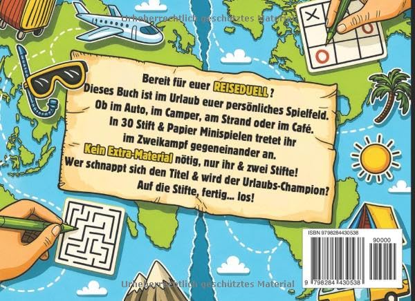1 gegen 1 Reiseduell: Stift und Papier Minispiele für Zwei | Reisespiele ohne Hilfsmittel | Beschäft