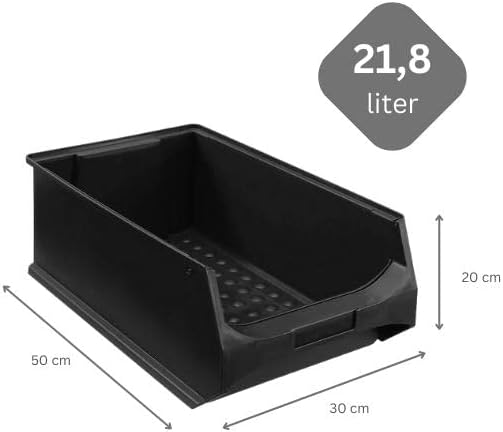 PROREGAL Leitfähige Sichtlagerbox 5.0 | HxBxT 20x30x50cm | 21,8 Liter | ESD, Sichtlagerbehälter, Sic